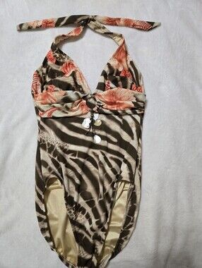 Wior Slimsuit & Sarong, Halter, One Piece Suit. Size 10